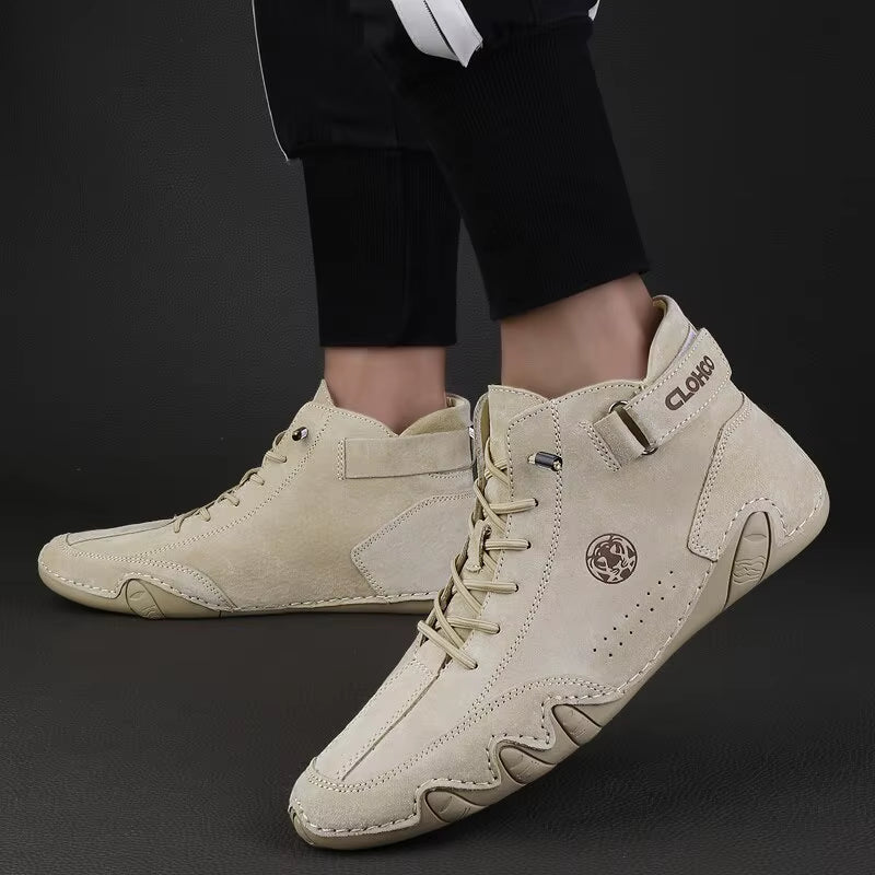 Men'S Genuine Leather Shoes Ankle Boots Men Sneakers Outdoor Light Lace-Up Casual Shoes Fashion Loafers Winter Warm Boots