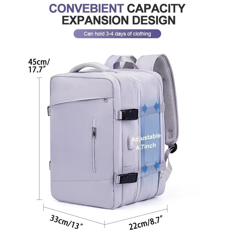 Travel Backpack Expandable Weekender Hiking Laptop Backpack with USB Port Large Waterproof 40L Men'S Backpack