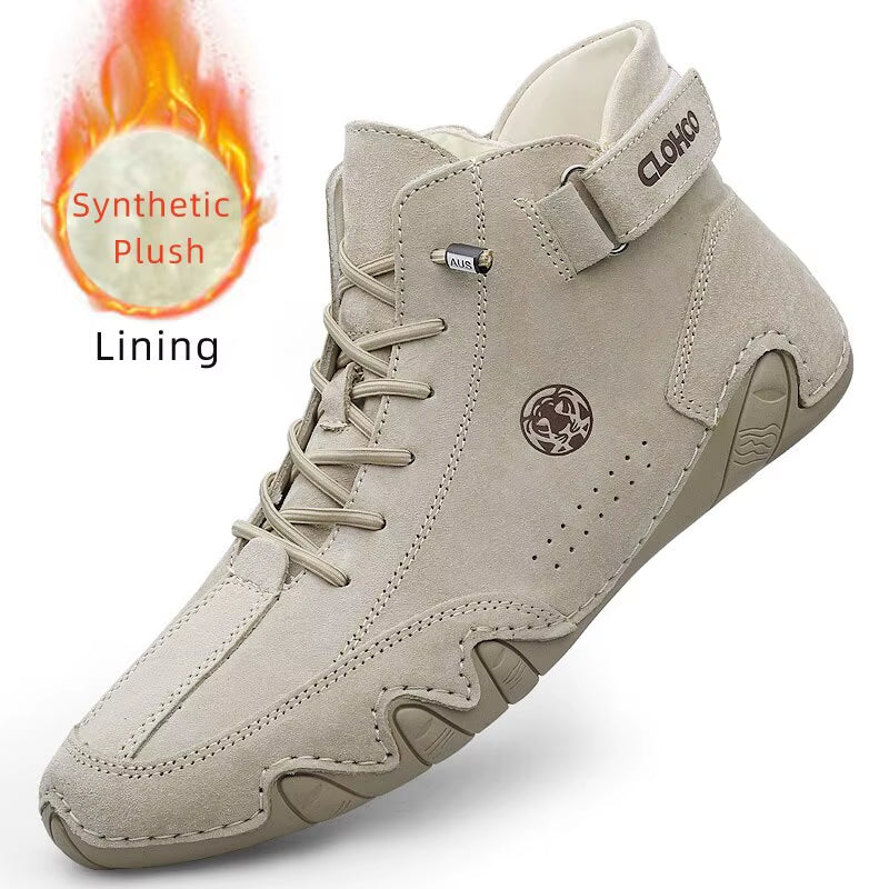 Men'S Genuine Leather Shoes Ankle Boots Men Sneakers Outdoor Light Lace-Up Casual Shoes Fashion Loafers Winter Warm Boots