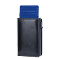 New Anti-Magnetic Side Push Aluminum Box Card Holder Oil Wax Leather Men'S Card Holder