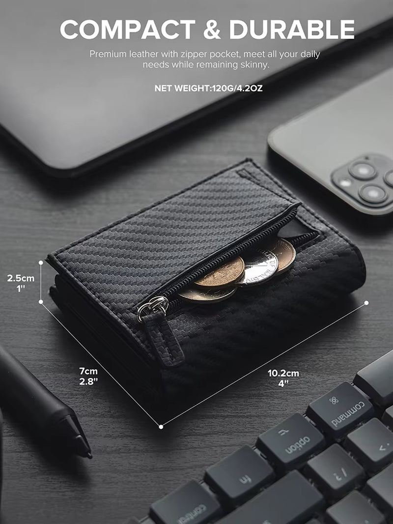 Credit Card Holder RFID Blocking Bifold Wallet Men'S Wallet with Coin Compartment and Banknote Compartment